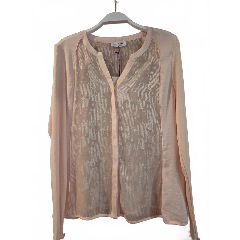 NEW ROSEMUNDE women's knit sleeves blouse in peach silk